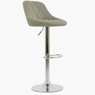 Flo Bar Stool Taupe Leather & Chrome Base