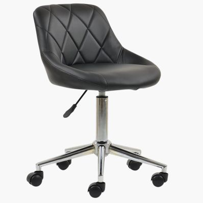 Flux Office Chair Black Faux Leather & Chrome Base