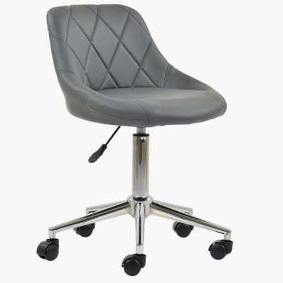 Flux Office Chair Dark Grey Faux Leather & Chrome