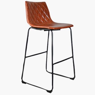 Wyatt Bar Stool Vintage Tan Brown Leather & Black Leg