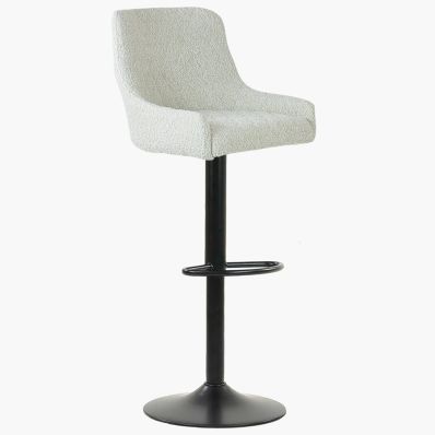 Greenwich Bar Stool Cream Boucle Fabric & Black Base