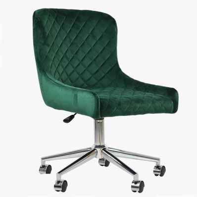 Heron Office Chair Green Velvet & Chrome