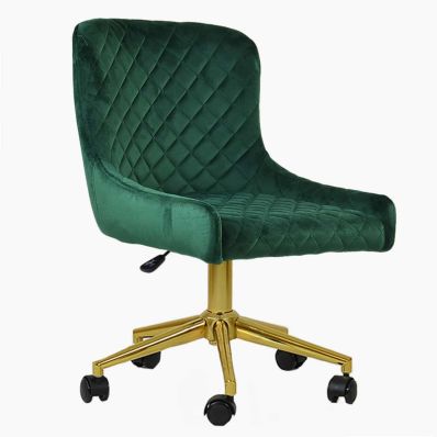 Heron Office Chair Green Velvet & Gold