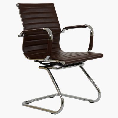 Howden Office Chair Vintage Tan Brown Faux Leather & Chrome Base