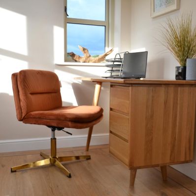 Rosso Office Chair Burnt Orange Velvet & Gold