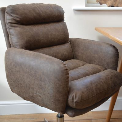Katarni Office Chair Antique Brown Faux Leather & Chrome