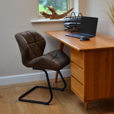 Brigham  Office Chair Antique Brown Faux Leather & Black