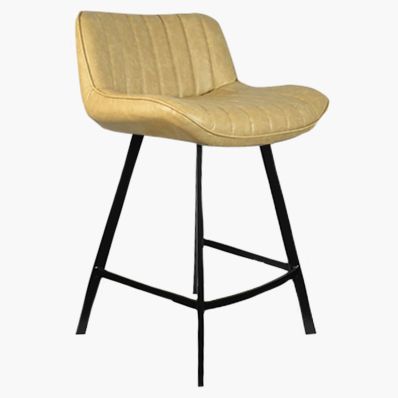 Islay Bar Stool Cream Leather & Black Leg 65cm