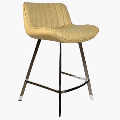 Islay Bar Stool Cream Leather & Chrome Leg 65cm