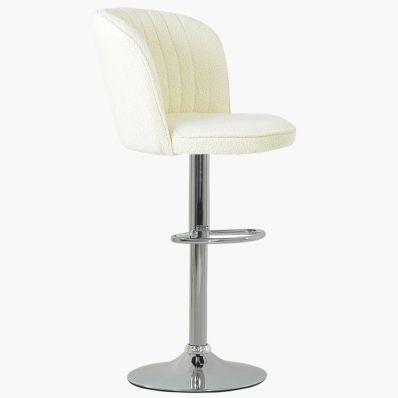 Jardin Bar Stool Cream Boucle Fabric & Chrome Base