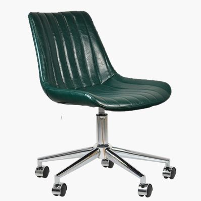 Jay Office Chair Bottle Green Faux Leather & Chrome Base