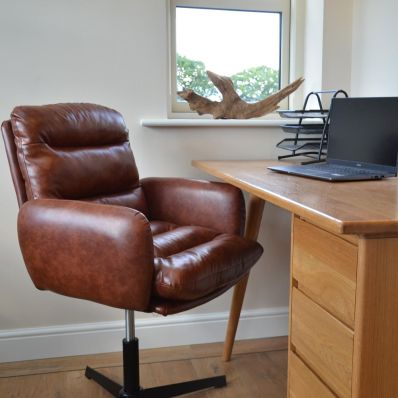 Katarni Office Chair Vintage Brown Faux Leather & Black