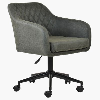Langham Office Chair Grey Faux Leather & Black