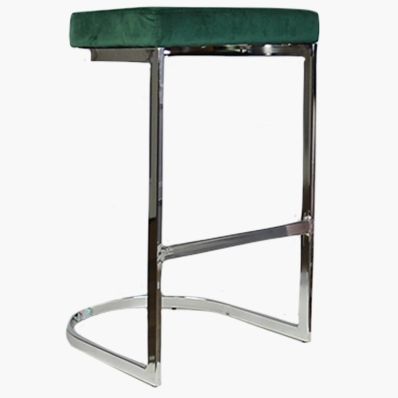 Layto Bar Stool Green Velvet & Chrome Leg 65cm