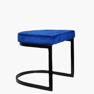 Layto Low Stool Blue Velvet & Black Leg 46cm