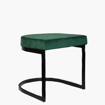 Layto Low Stool Green Velvet & Black Leg 46cm