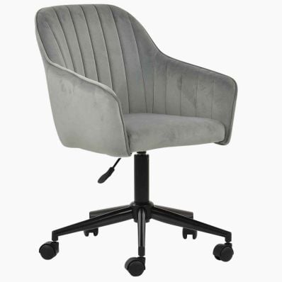 Lule Office Chair Grey Velvet & Black