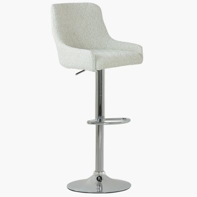 Manhattan Bar Stool Cream Boucle Fabric & Chrome Base