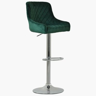 Manhattan Bar Stool Green Velvet & Chrome Base
