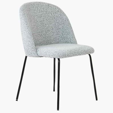 Merino Dining Chair Grey Boucle Fabric & Black Legs