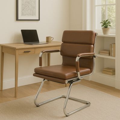 Montreal Office Chair Vintage Brown Faux Leather & Chrome