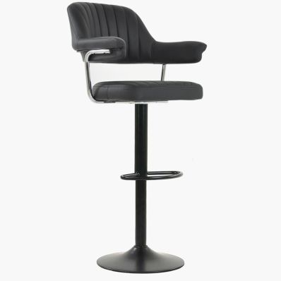 Nova Bar Stool Black Leather & Black Base