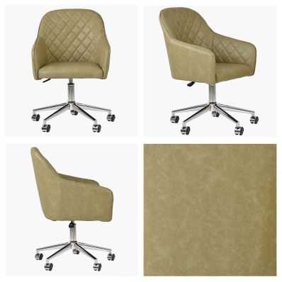 Opus Office Chair Cream Faux Leather & Chrome