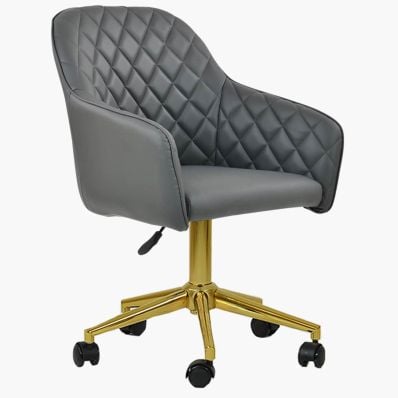 Opus Office Chair Dark Grey Faux Leather & Gold