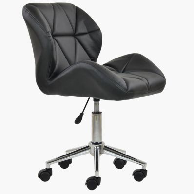 Peris Office Chair Black Faux Leather & Chrome Base