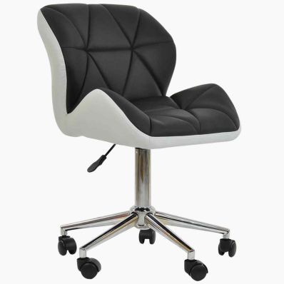 Peris Office Chair Black & White Faux Leather & Chrome Base