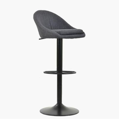 Prague Bar Stool Dark Grey Fabric & Black Base