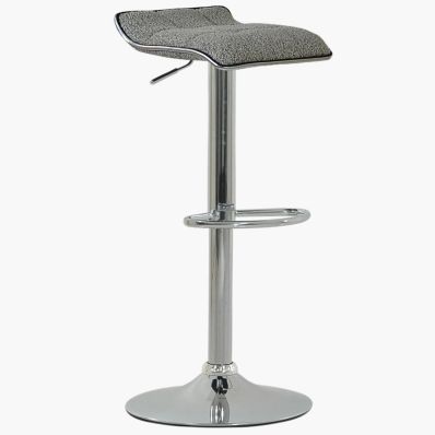 Rasmus Bar Stool Stone Grey Boucle Fabric & Chrome Base