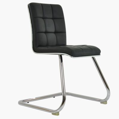 Rhodes Office Chair Black Faux Leather & Chrome Base