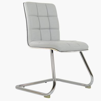 Rhodes Office Chair Grey Faux Leather & Chrome