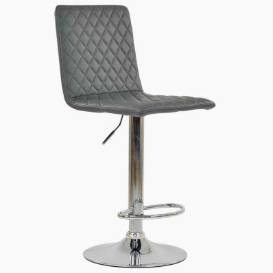 Rocklin Bar Stool Dark Grey Leather & Chrome Base