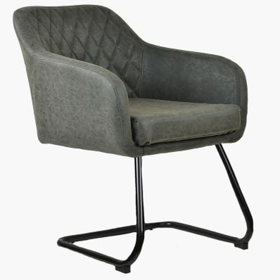 Scorch Office Chair Vintage Grey Faux Leather & Black Base