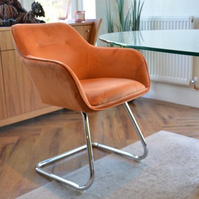 Swish Office Chair Burnt Orange Velvet & Chrome Base