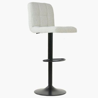 Troy Bar Stool Cream Boucle Fabric & Black Base