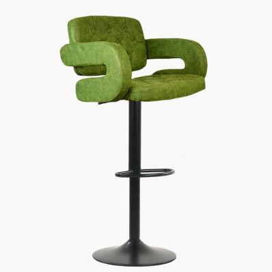 Zeus Bar Stool Vintage Green Leather & Black Base