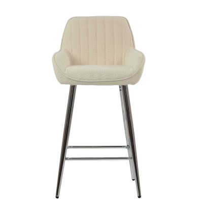 Hamilton Bar Stool Cream Boucle Fabric & Chrome Base
