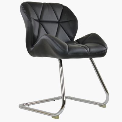 Cuba Black Faux Leather Office Chair Without Wheels