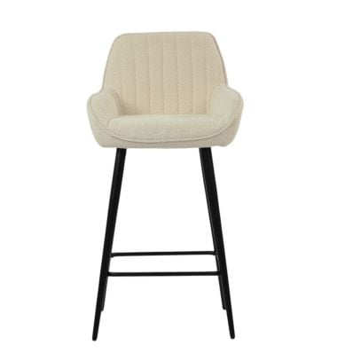 Hamilton Bar Stool Cream Boucle Fabric & Black Base