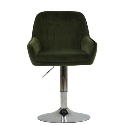 Luis Office Chair Olive Green Velvet Chrome Base