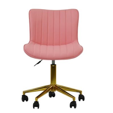 Moro Office Chair in Coral Faux Leather Gold Base
