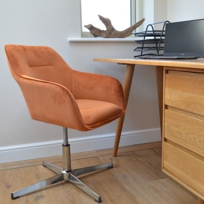 Esto Office Chair Burnt Orange Velvet & Chrome Base