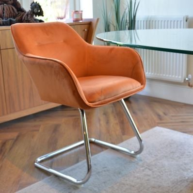 Swish Office Chair Burnt Orange Velvet & Chrome Base