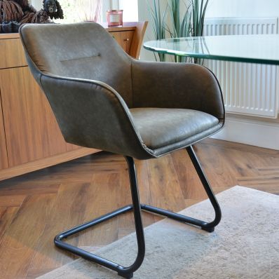 Slaygo Office Chair Vintage Grey Faux Leather & Black Base