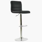 Adriatic Bar Stool Black Leather & Chrome Base