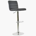 Adriatic Bar Stool Dark Grey Leather & Chrome Base