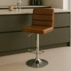 Adriatic Bar Stool Brown Leather & Chrome Base